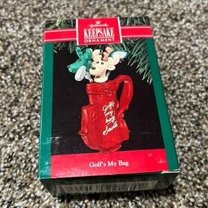 1990 vintage hallmark keepsake ornament “golf’s my bag”